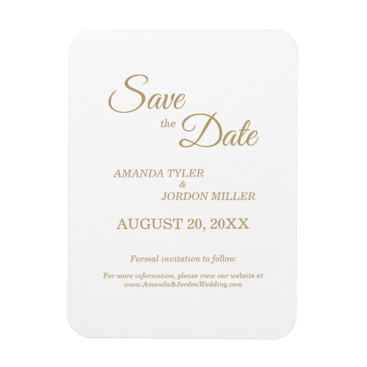 Einfache Goldkalligraphie Save the Date Magnet (Vertikal)