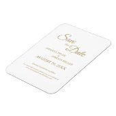 Einfache Goldkalligraphie Save the Date Magnet (Linke Seite)