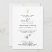 Einfache Goldkreuz Erste Heilige Kommune Einladung (Vorderseite)