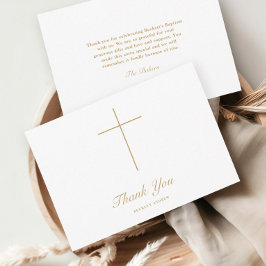 Einfache Goldkreuz-Schrift-Taufe Dankeskarte