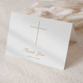 Einfache Goldkreuz-Schrift-Taufe Dankeskarte