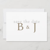 Einfache Goldmonogramm, die ich Save the Date mach (Vorderseite)