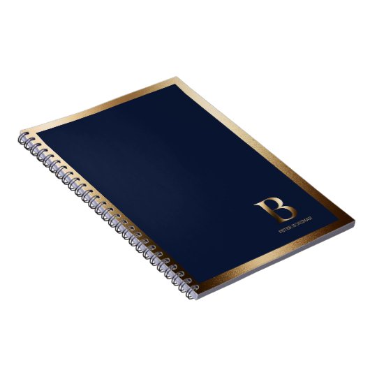 Einfache Goldmonogramm | Navy Blue Notebook Notizblock (Rechte Seite)