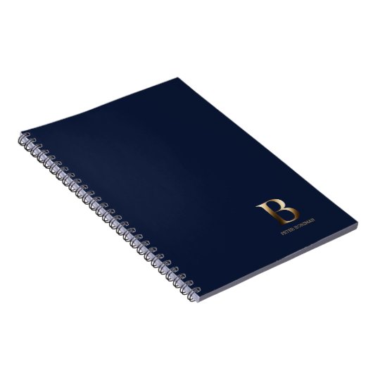Einfache Goldmonogramm | Navy Blue Notebook Notizblock (Rechte Seite)