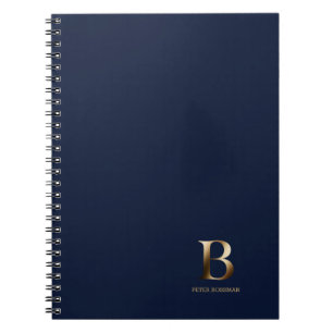 Einfache Goldmonogramm Navy Blue Notebook Notizblock