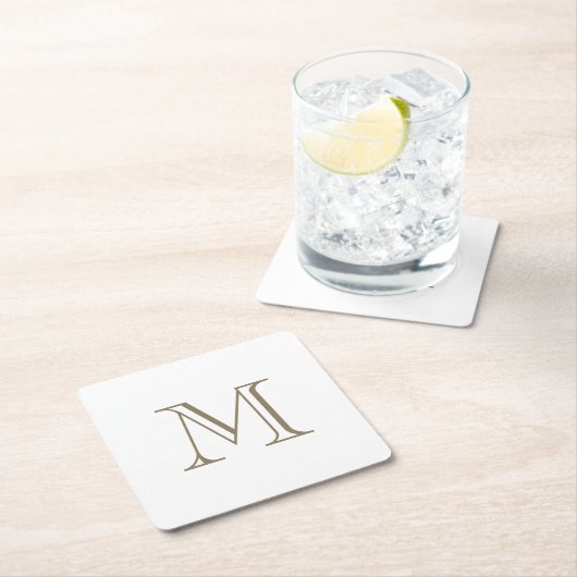 Einfache Goldmonogramm Rechteckiger Pappuntersetzer (Vor Ort)