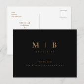Einfache Goldmonogramm Save the Date Postkarte (Vorne/Hinten)