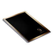 Einfache Goldmonogramm | Schwarz Notizblock (Rechte Seite)