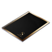 Einfache Goldmonogramm | Schwarz Notizblock (Linke Seite)