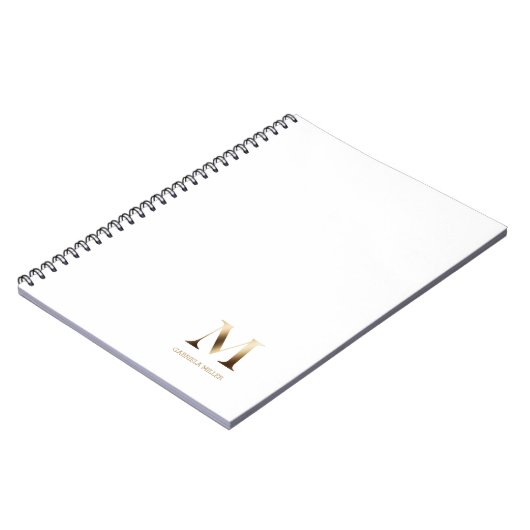 Einfache Goldmonogramm | Weiß Notizblock (Linke Seite)