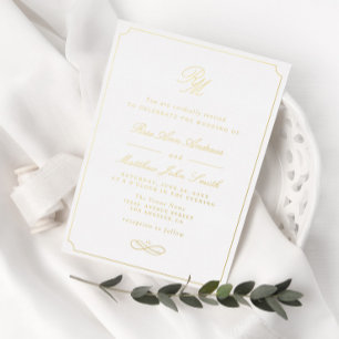 einfache goldrahmen-hochzeitstypografie folieneinladung