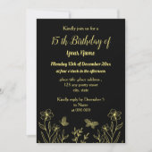 Einfache Goldschmetterlinge, schwarzer Geburtstag Einladung (Vorderseite)