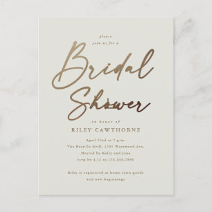 Einfache Goldschrift Brautparty Postkarte