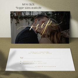 Einfache Goldschrift Moderne Hochzeit Foto RSVP Mitteilungskarte