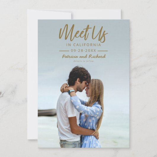 Einfache Goldschrift trifft uns in Save the Date F Einladung (Vorderseite)