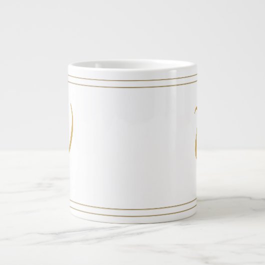 Einfache Goldstreifen Minimalistisch - Monogramm Jumbo-Tasse (Vorderseite)