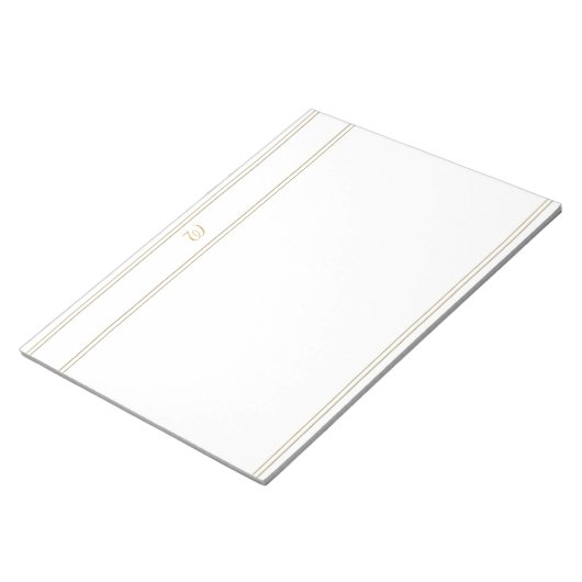 Einfache Goldstreifen und Monogramm-Vorlage Notizblock (angewinkelt)
