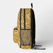 Einfache Goldtöne Glitzer Textur | Monogramm Bedruckter Rucksack (Rechts)