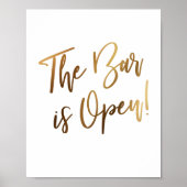 Einfache Goldtypografie Die Bar ist Open Sign Poster (Vorne)