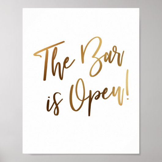 Einfache Goldtypografie Die Bar ist Open Sign Poster (Vorne)