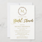 Einfache goldweiße Monogramm-Kleider Einladung (Vorderseite)