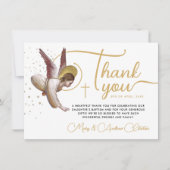 Einfache Goldweiße Segen Christlicher Engel Typo Dankeskarte (Vorderseite)