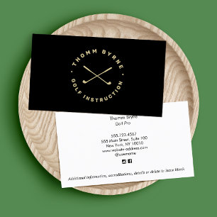 Einfache Golf Instructor Pro Crossed Golf Clubs Visitenkarte