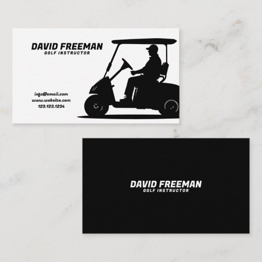 Einfache Golf-Trainerin für Weiß und Schwarz Cart Visitenkarte (Vorne/Hinten)