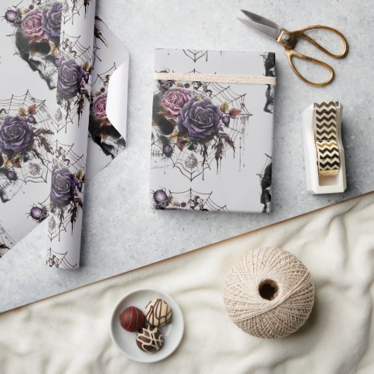 Einfache gotische Rose und Halloween-Party Geschenkpapier (Kunsthandwerk)