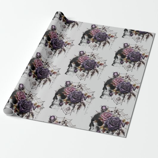 Einfache gotische Rose und Halloween-Party Geschenkpapier (Ungerollt)