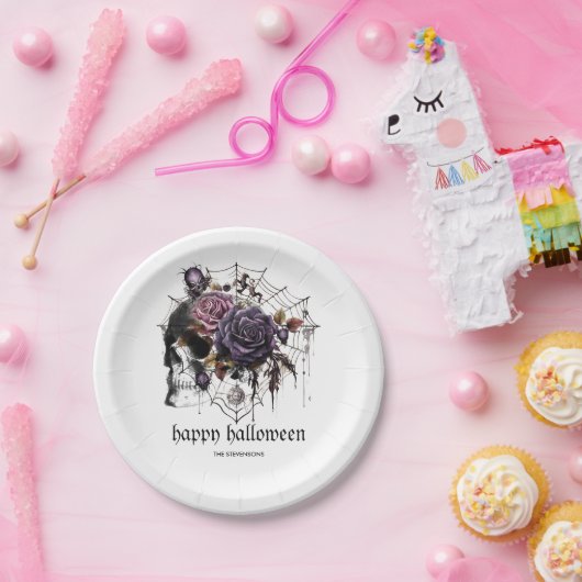 Einfache gotische Rose und Halloween-Party Pappteller (Party)