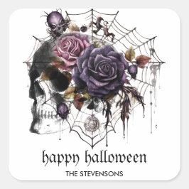 Einfache gotische Rose und Halloween-Party Quadratischer Aufkleber