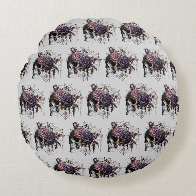 Einfache gotische Rose und Halloween-Party Rundes Kissen (Vorderseite)