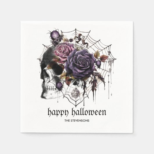 Einfache gotische Rose und Halloween-Party Serviette (Vorderseite)