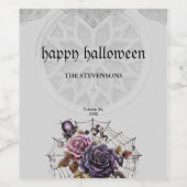 Einfache gotische Rose und Halloween-Party Weinetikett (Einzelnes Label)