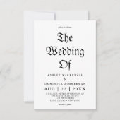 Einfache gotische Script-Kalligrafie-Hochzeit Einladung (Vorderseite)