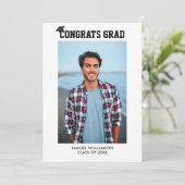 Einfache Grad-Foto- und Cap-Party Einladung (Stehend Vorderseite)