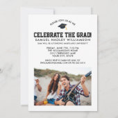Einfache Grad-Foto- und Cap-Party Einladung (Rückseite)