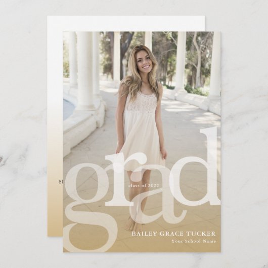 Einfache GRAD Gold Overlay JEDES JAHRES Abschluss Ankündigung (Vorne/Hinten)