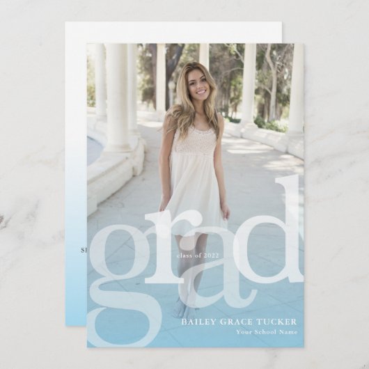 Einfache GRAD Light Blue Overlay JEDES JAHRES Absc Ankündigung (Vorne/Hinten)