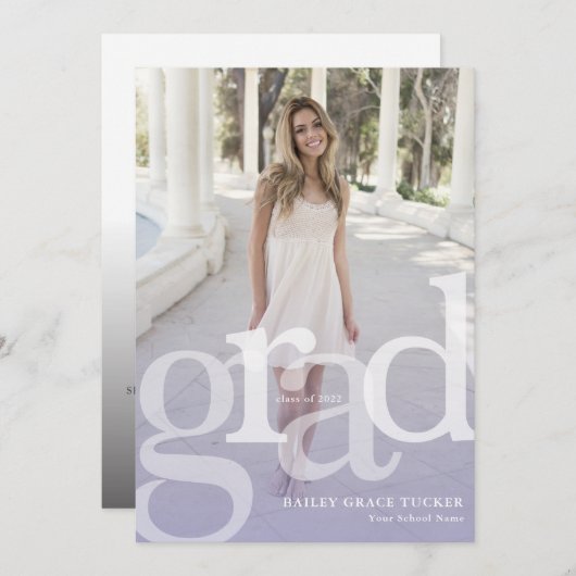 Einfache GRAD Lila Overlay JEDES JAHRES Abschluss Ankündigung (Vorne/Hinten)