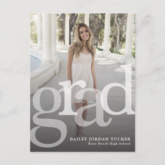 Einfache GRAD-Overlay-Klasse für Abschluss-Einladu Ankündigungspostkarte (Vorderseite)