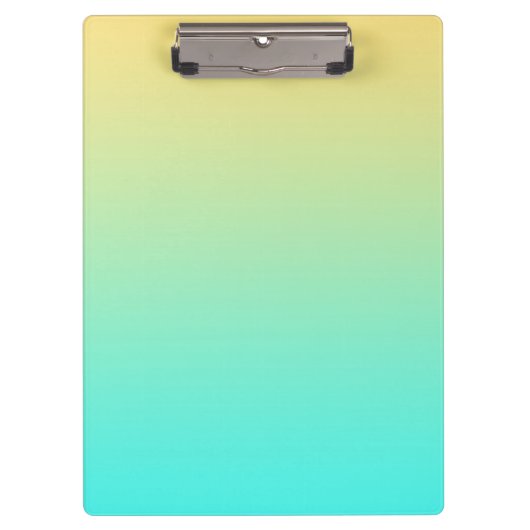 Einfache Gradient Pastell Gelb Türkis Klemmbrett (Vorderseite)