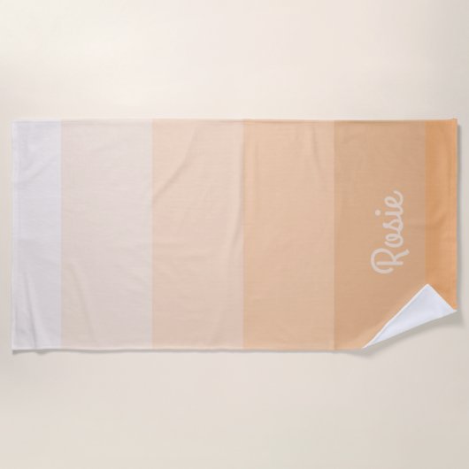 Einfache Gradient Peach Stripes mit Individuelle N Strandtuch (Vorderseite)