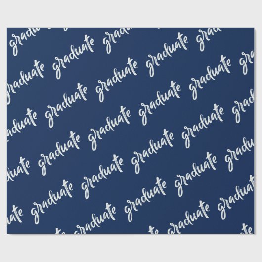 Einfache Graduate Blue and White Graduation Party Geschenkpapier (Flach)