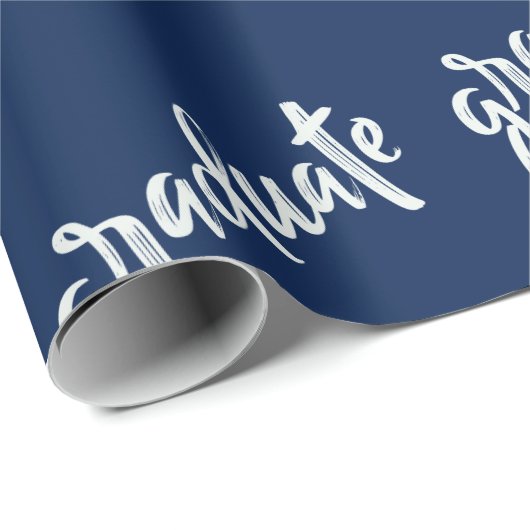 Einfache Graduate Blue and White Graduation Party Geschenkpapier (Rolleneckpunkt)