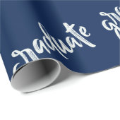 Einfache Graduate Blue and White Graduation Party Geschenkpapier (Rolleneckpunkt)