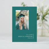 Einfache Graduate Foto Green Dankkarte Dankeskarte (Stehend Vorderseite)