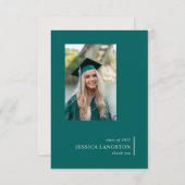 Einfache Graduate Foto Green Dankkarte Dankeskarte (Vorne/Hinten)
