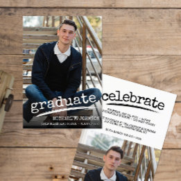 Einfache Graduate Grunge Foto Abschluss Einladung